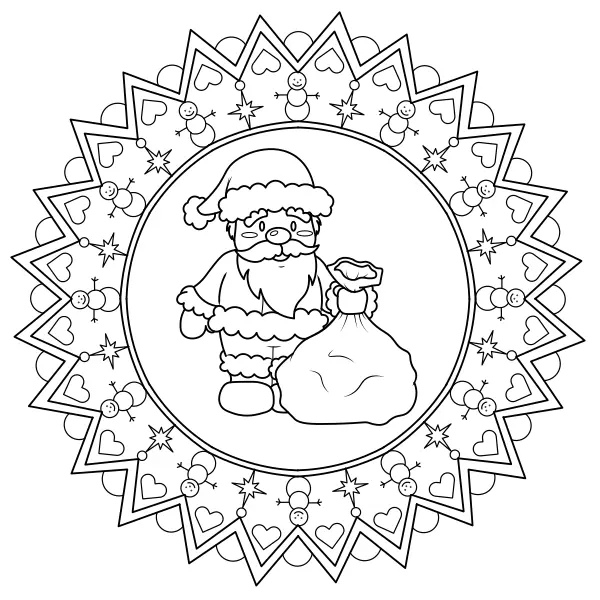 Mandala med Sankt Nikolaus | Online målarbilder för barn