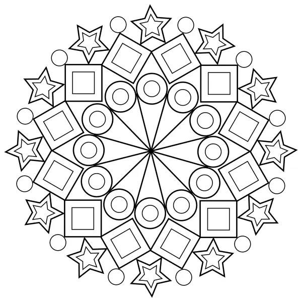 Geometrisk mandala | Online målarbilder för barn