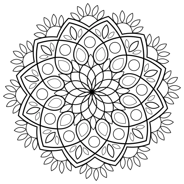 Mandala av blomblad | Online målarbilder för barn
