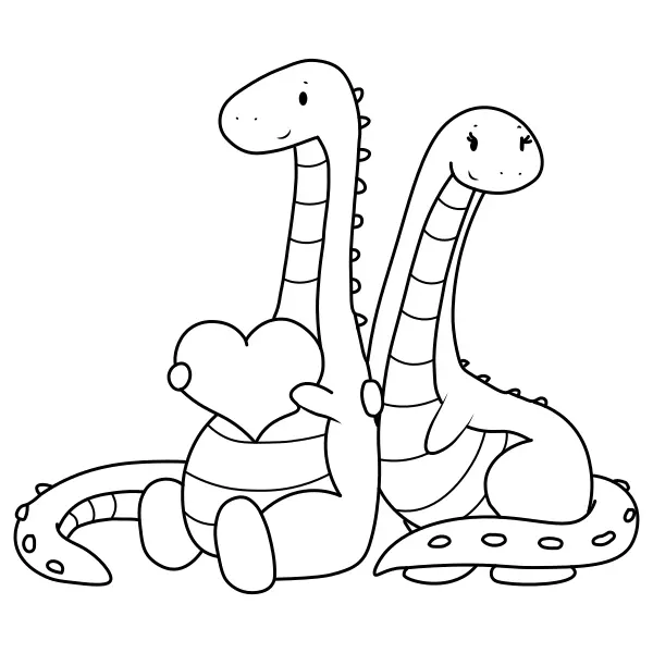 Förälskade dinosaurier | Online målarbilder för barn