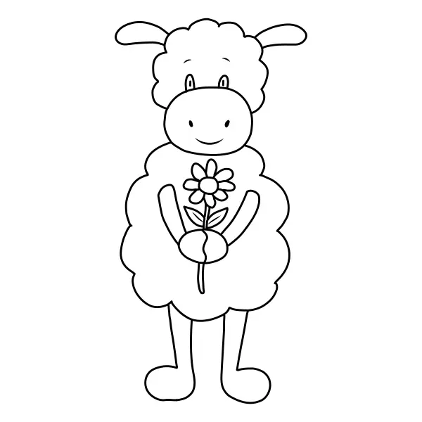 Får med blomma | Online målarbilder för barn