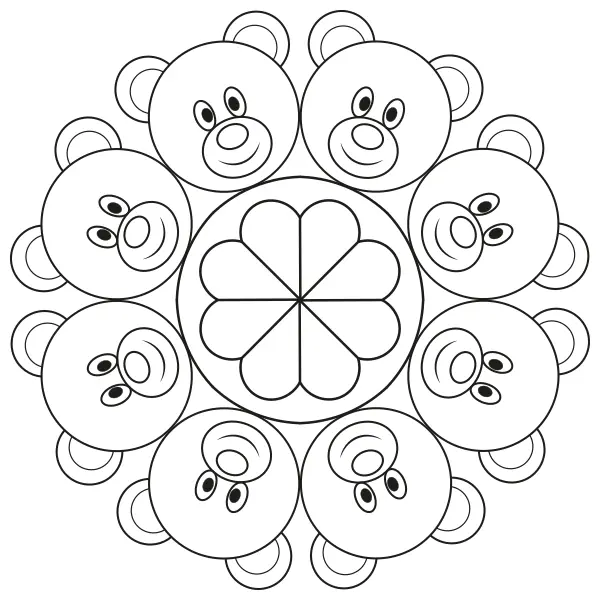 Mandala – Nallar | Online målarbilder för barn