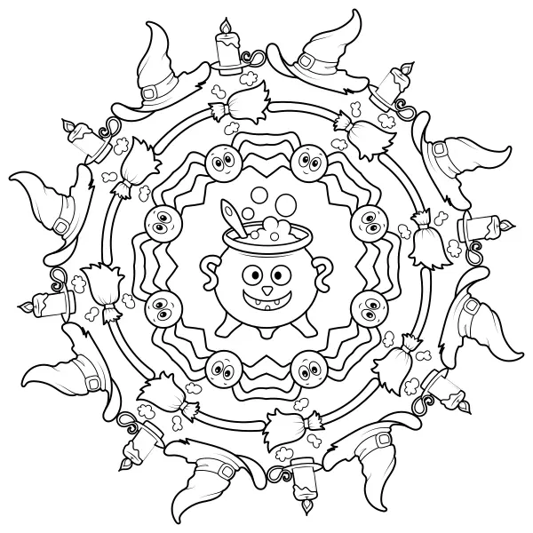 Halloween-mandala | Online målarbilder för barn