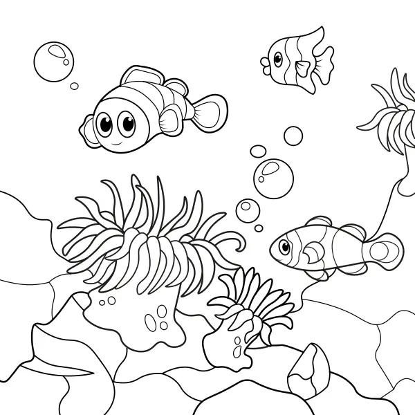 Clownfisken och anemonen | Online målarbilder för barn