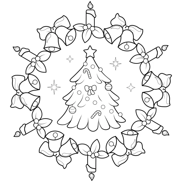 Mandala – Julgran | Online målarbilder för barn