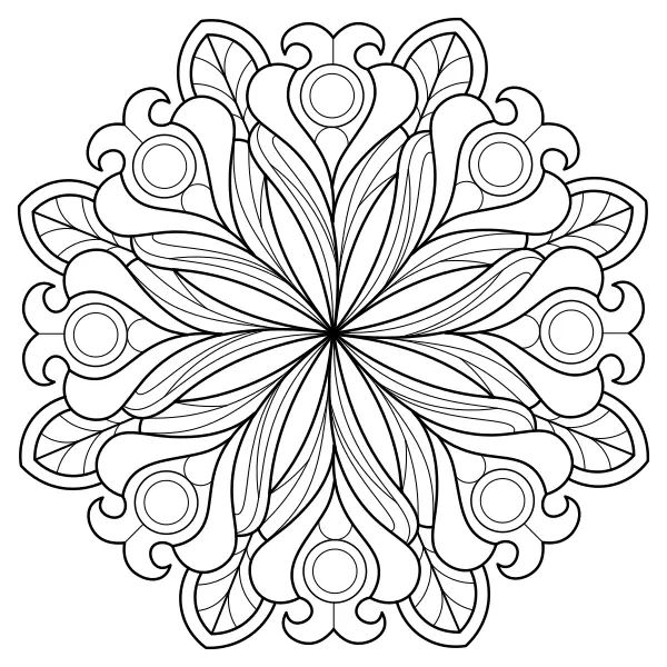 Blommig mandala | Online målarbilder för barn