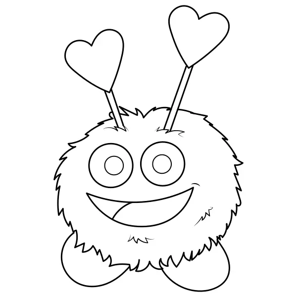 Den fluffiga valentinsmonsterungen | Online målarbilder för barn