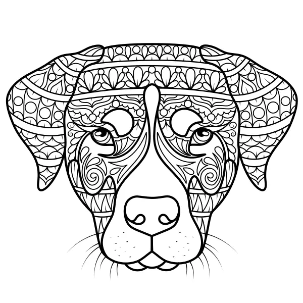 Mandala – Hunden | Online målarbilder för barn
