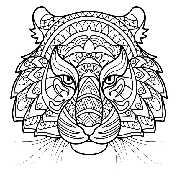 Mandala – Tiger | Online målarbilder för barn