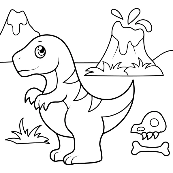 Dinosaurien och vulkanen | Online målarbilder för barn