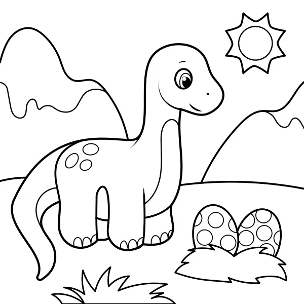 Dinosaurien vaktar äggen | Online målarbilder för barn