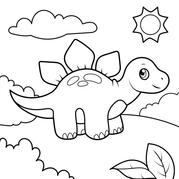 Dinosaurie – Liten stegosaurus | Online målarbilder för barn