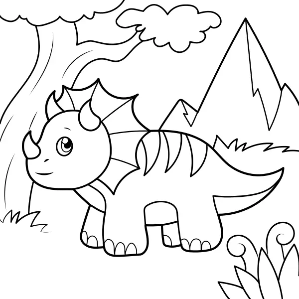 Dinosaurie – Liten Triceratops | Online målarbilder för barn