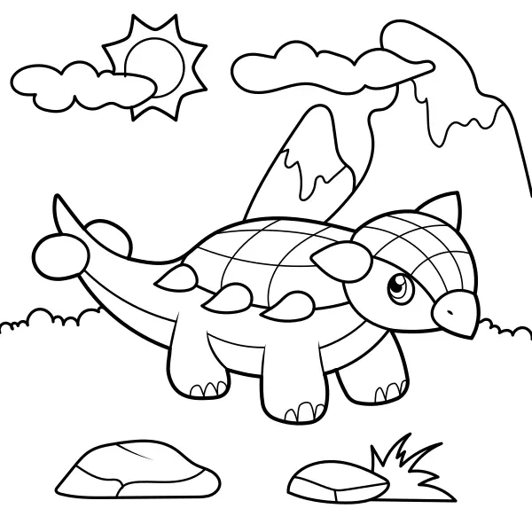 Dinosaurie – Liten ankylosaurus | Online målarbilder för barn