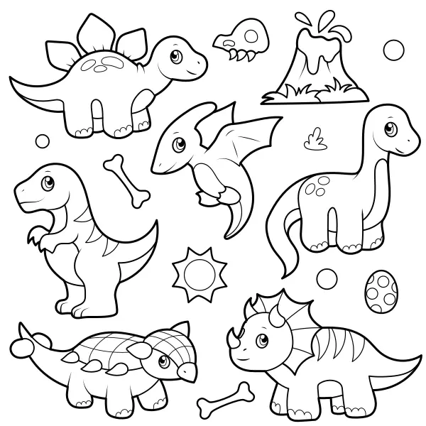 Dinosauriesamling | Online målarbilder för barn