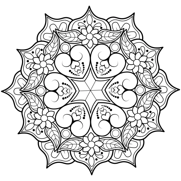 En romantisk mandala | Online målarbilder för barn