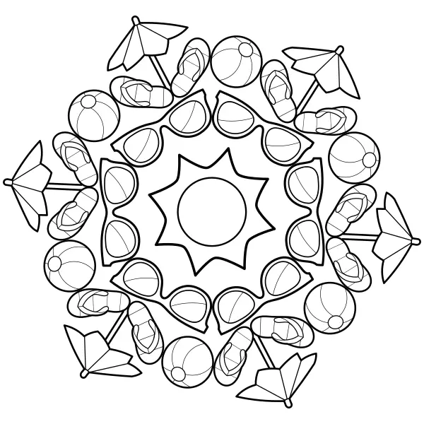 Sommarmandala | Online målarbilder för barn