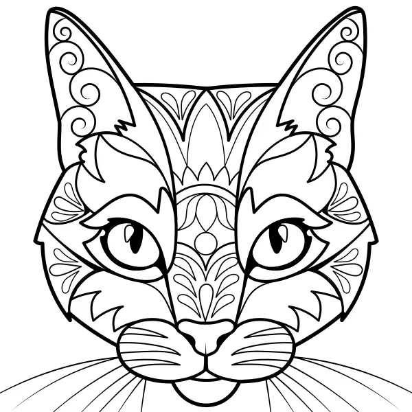 Mandala – Katt | Online målarbilder för barn