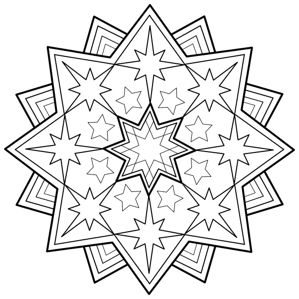 Mandala – Stjärna | Online målarbilder för barn