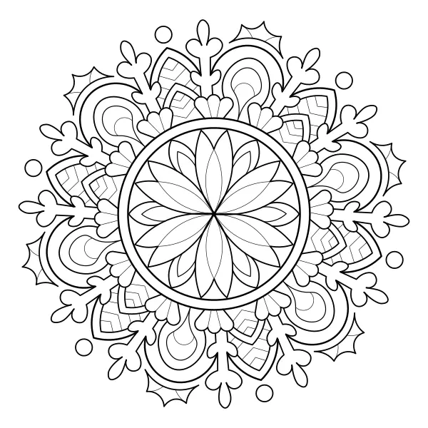 Mandala – vinterblomma | Online målarbilder för barn