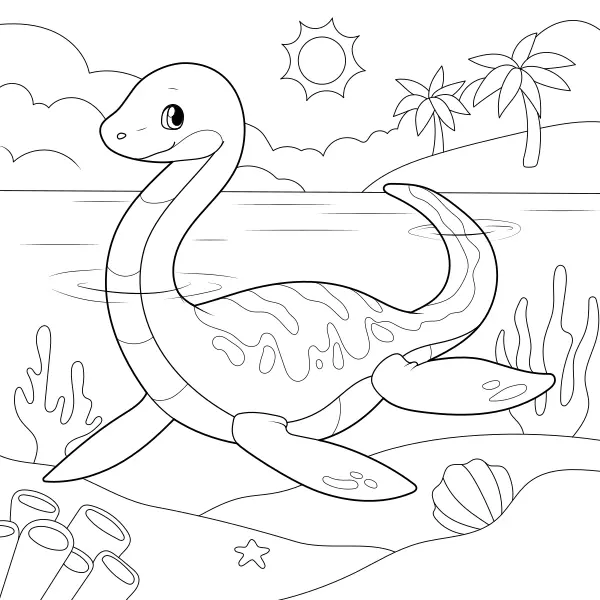 Plesiosaurus i havet | Online målarbilder för barn