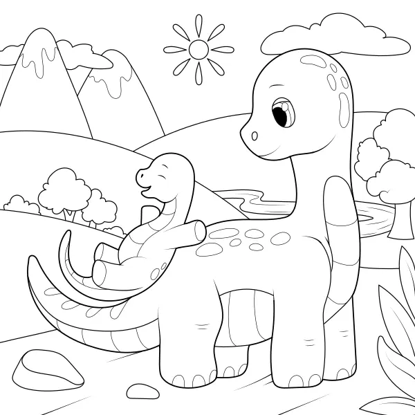 Dinosaurierna leker | Online målarbilder för barn