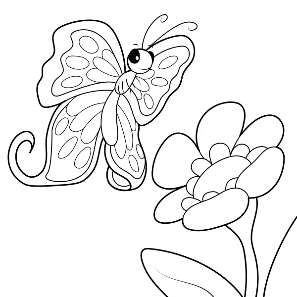 Fjäril och blomma | Online målarbilder för barn