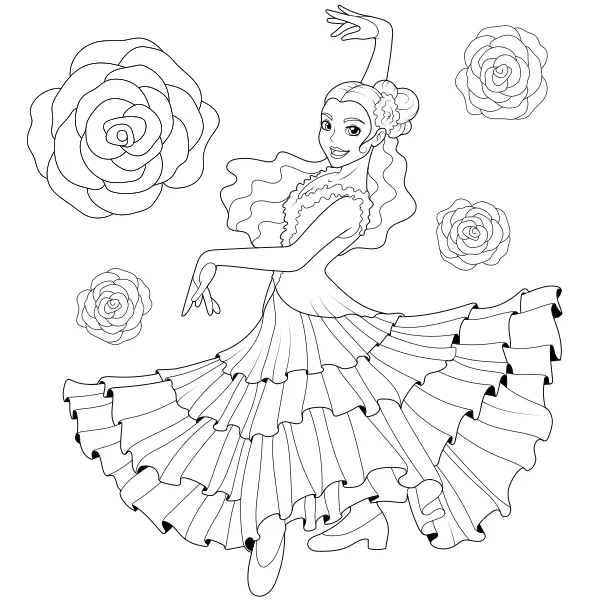 Flamencodansöska | Online målarbilder för barn
