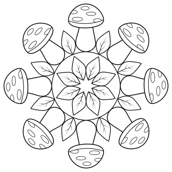 Svampmandala | Online målarbilder för barn